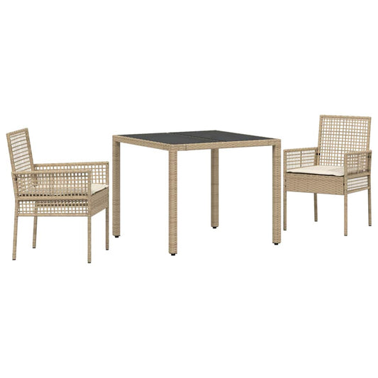 Garten Essgruppe 3 pcs Beige Poly Rattan