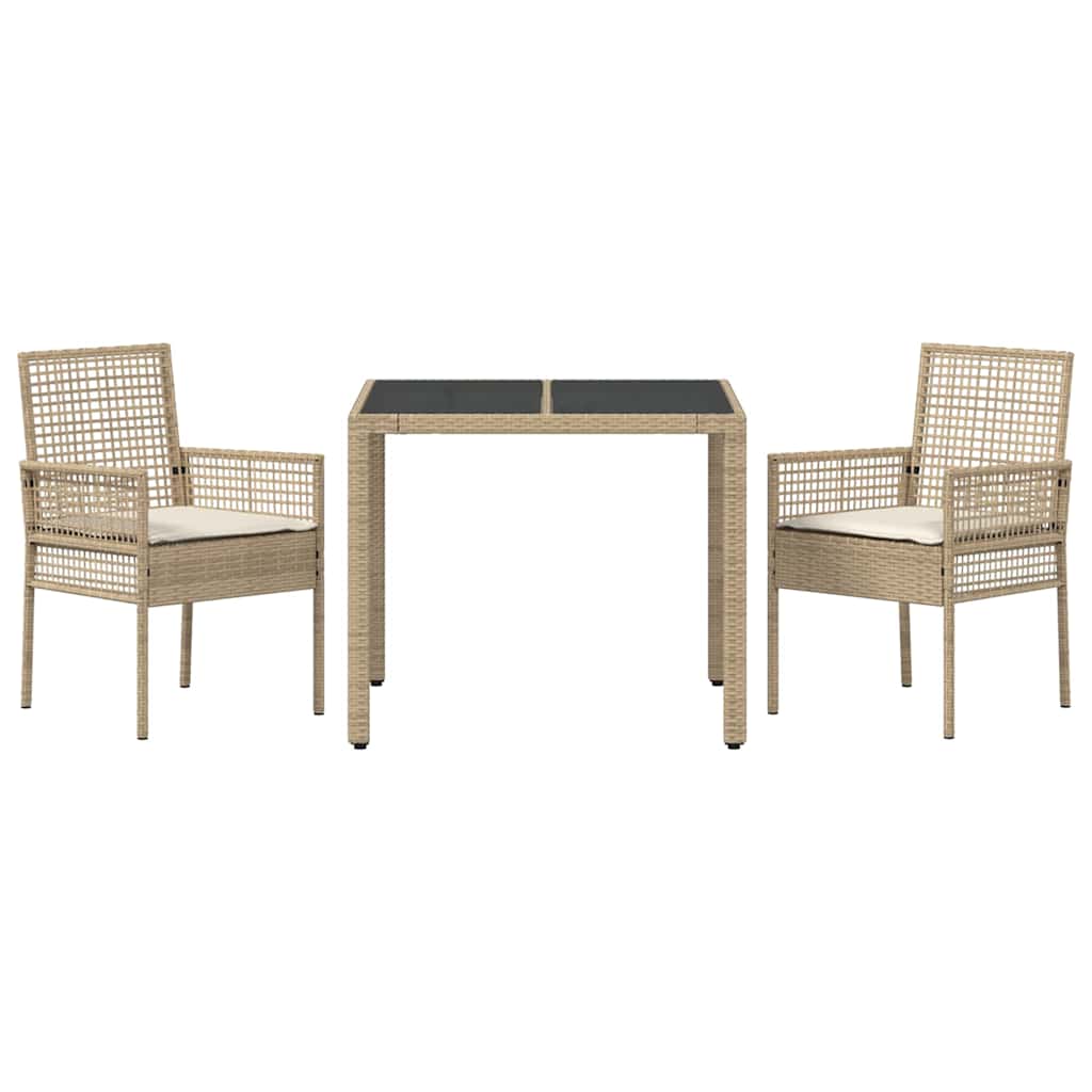 Garten Essgruppe 3 pcs Beige Poly Rattan