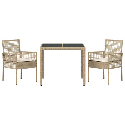 Garten Essgruppe 3 pcs Beige Poly Rattan