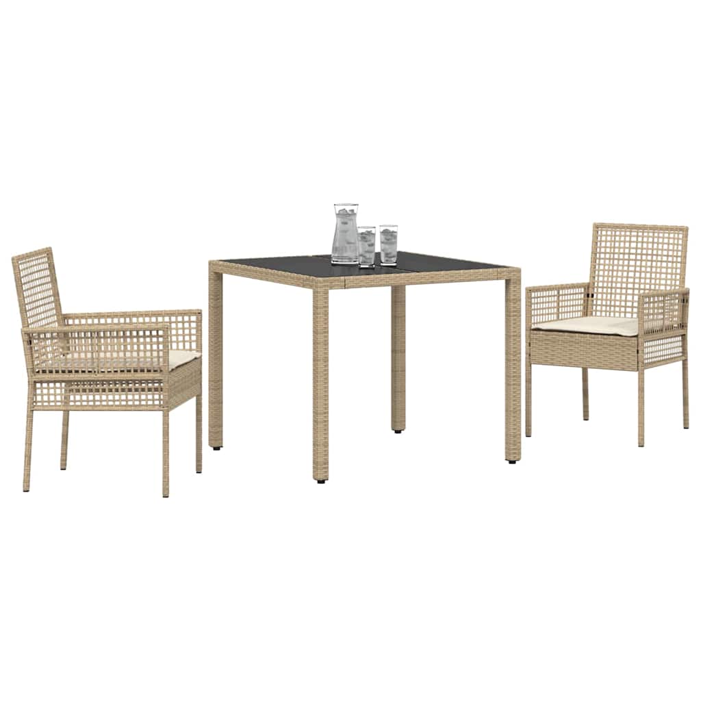 Garten Essgruppe 3 pcs Beige Poly Rattan