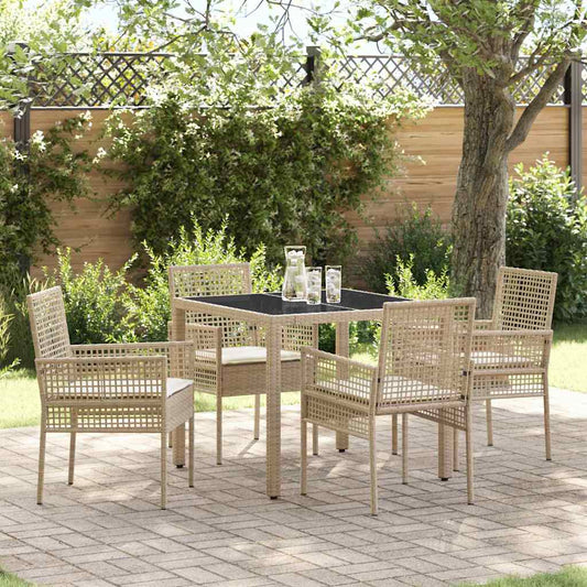 Garten Essgruppe 5 pcs Beige Poly Rattan