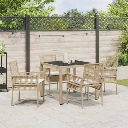 Garten Essgruppe 5 pcs Beige Poly Rattan