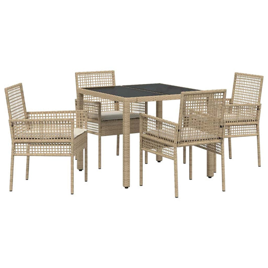 Garten Essgruppe 5 pcs Beige Poly Rattan