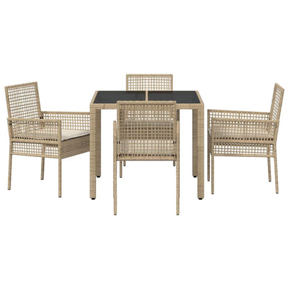 Garten Essgruppe 5 pcs Beige Poly Rattan