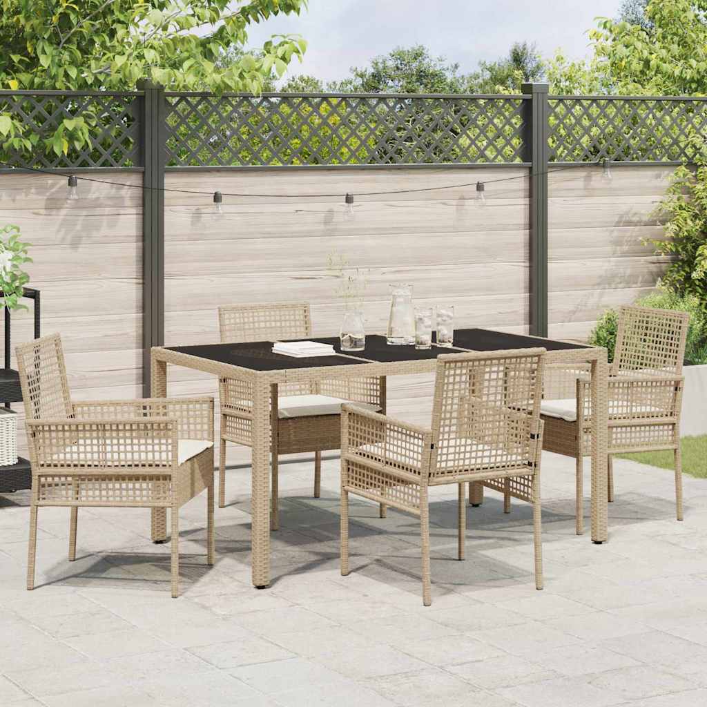 Garten Essgruppe 5 pcs Beige Poly Rattan