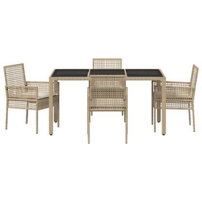 Garten Essgruppe 5 pcs Beige Poly Rattan