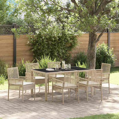 Garten Essgruppe 7 pcs Beige Poly Rattan