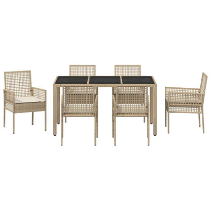 Garten Essgruppe 7 pcs Beige Poly Rattan