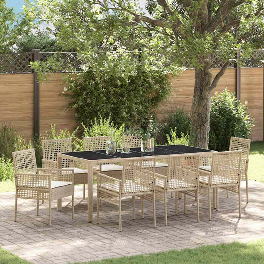 Garten Essgruppe 9 pcs Beige PE Rattan