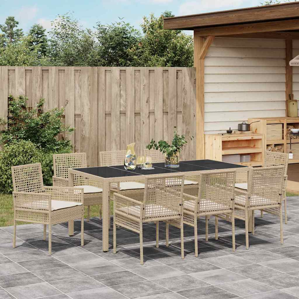 Garten Essgruppe 9 pcs Beige PE Rattan