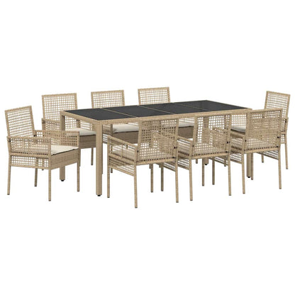 Garten Essgruppe 9 pcs Beige PE Rattan