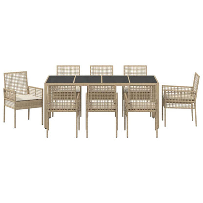 Garten Essgruppe 9 pcs Beige PE Rattan