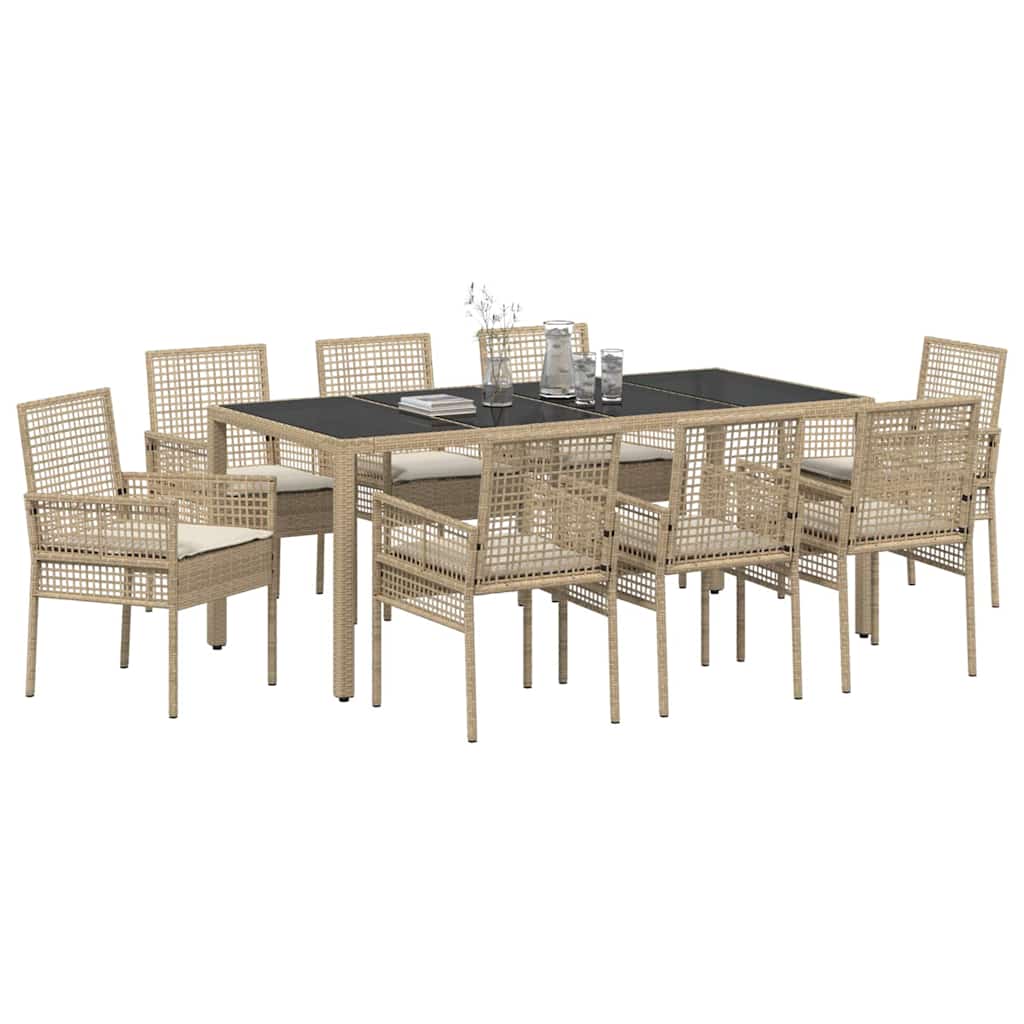 Garten Essgruppe 9 pcs Beige PE Rattan