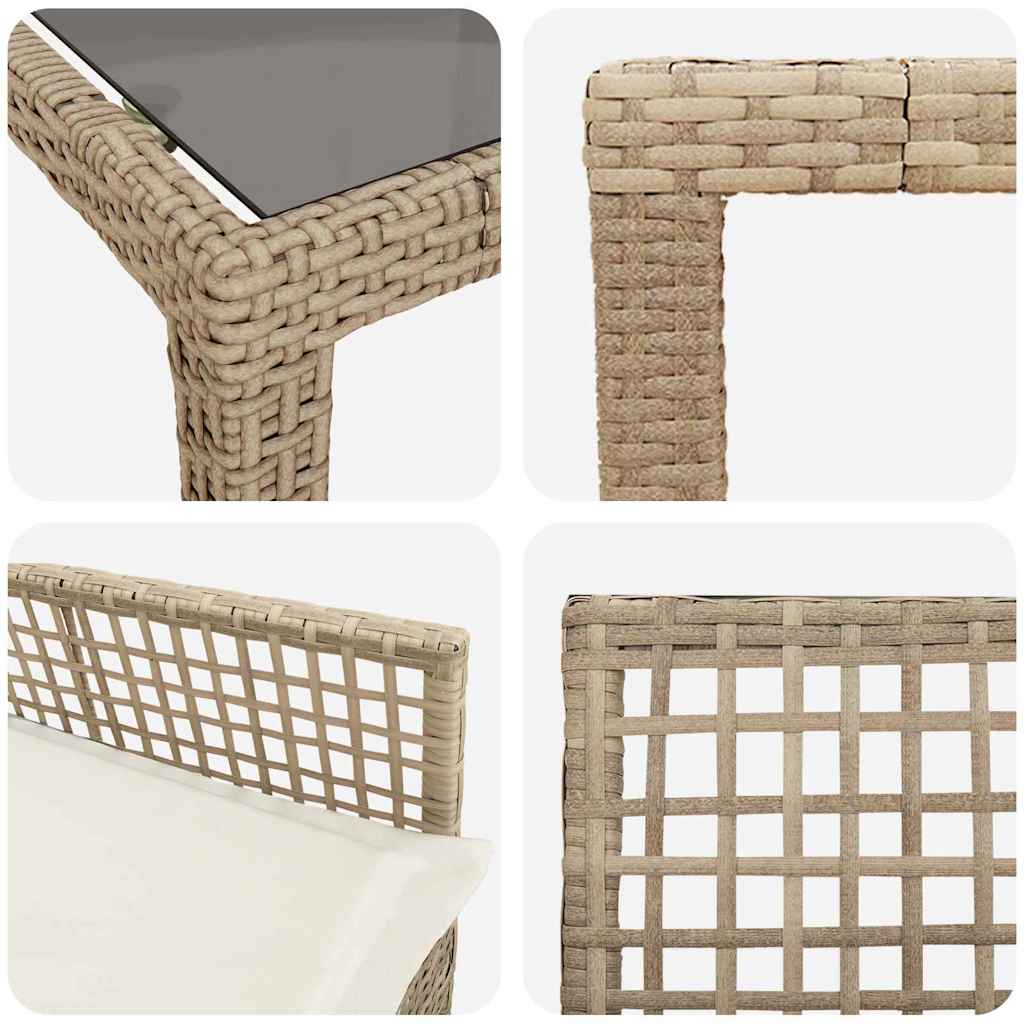 Garten Essgruppe 9 pcs Beige Poly Rattan