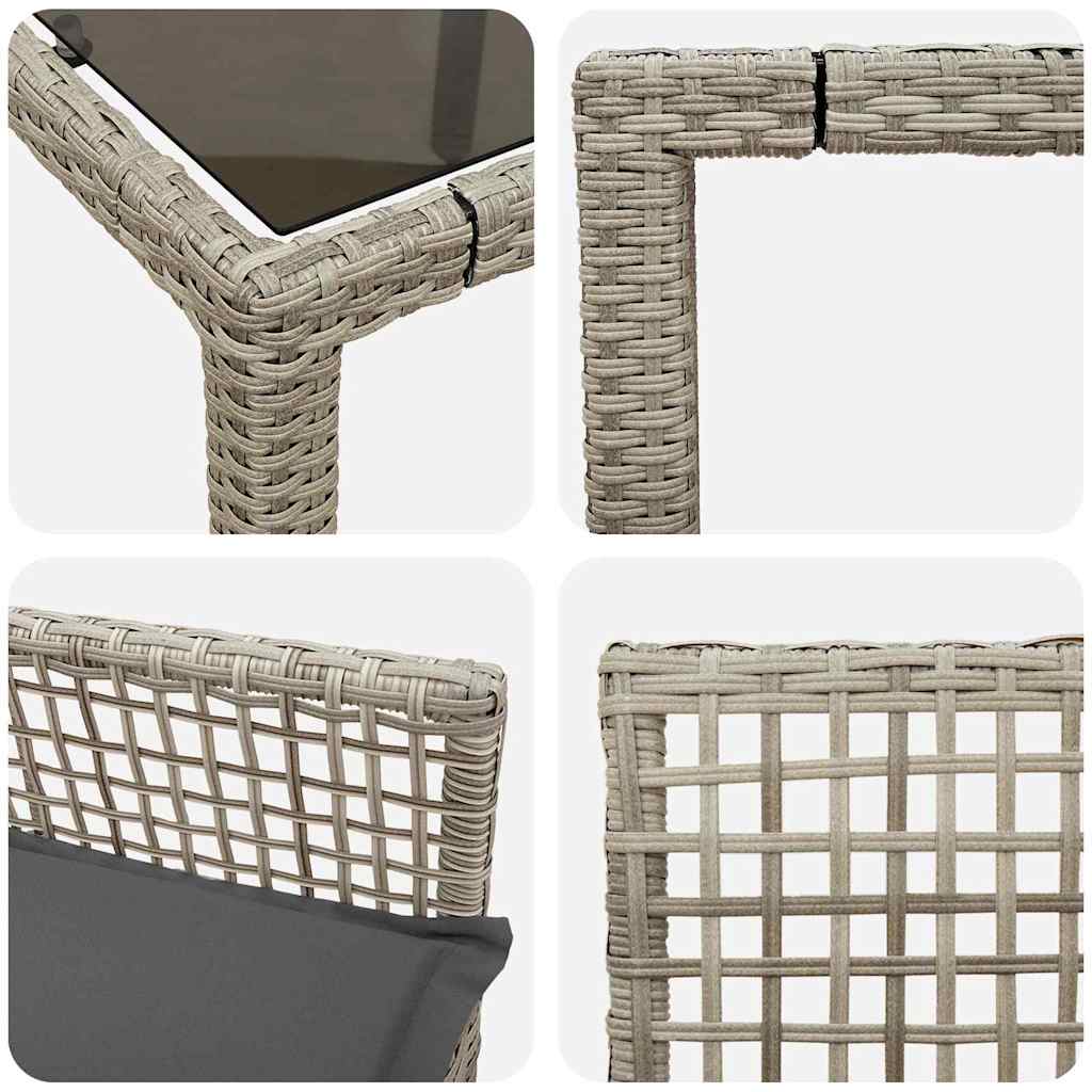 Garten Essgruppe 3 pcs Hellgrau Poly Rattan
