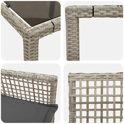 Garten Essgruppe 3 pcs Hellgrau Poly Rattan