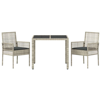 Garten Essgruppe 3 pcs Hellgrau Poly Rattan