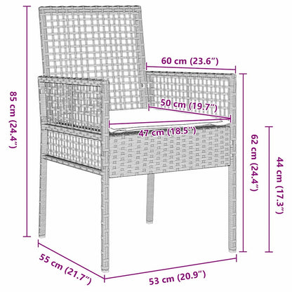 Garten Essgruppe 3 pcs Hellgrau Poly Rattan