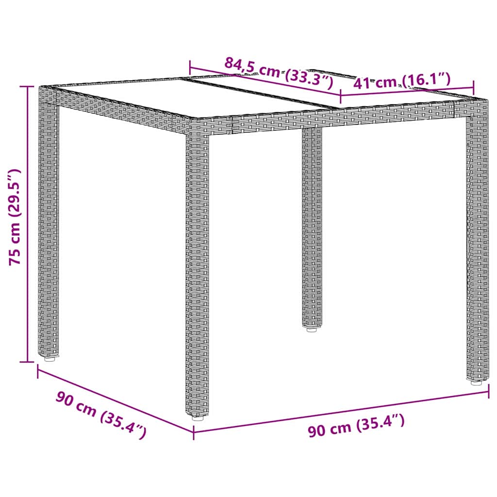 Garten Essgruppe 3 pcs Hellgrau Poly Rattan