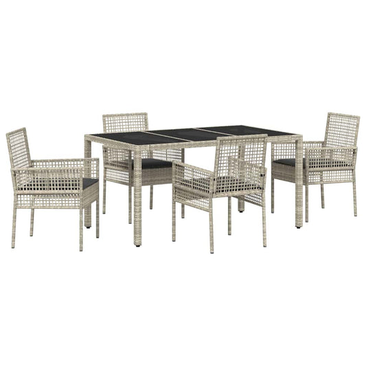 Garten Essgruppe 5 pcs Hellgrau Poly Rattan