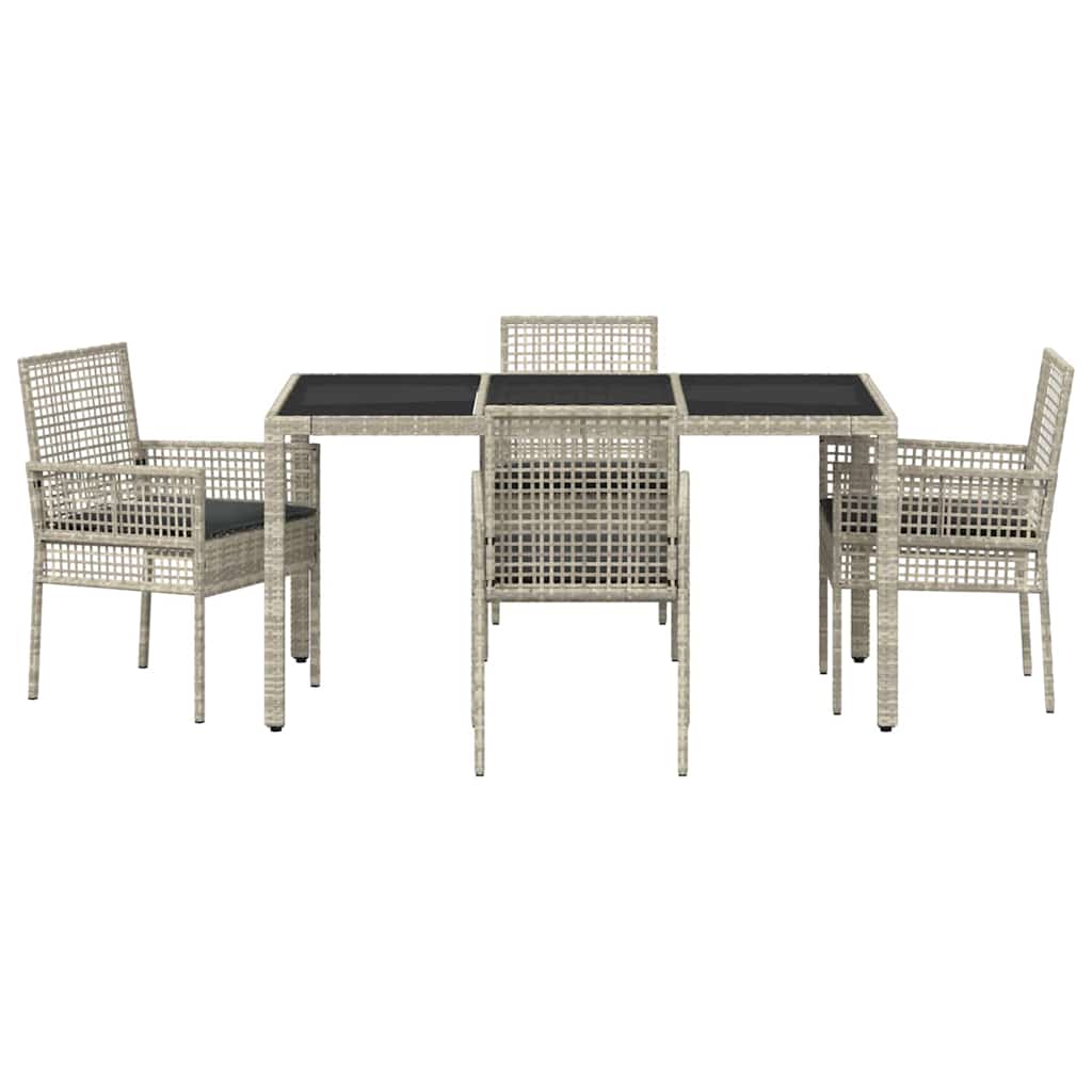 Garten Essgruppe 5 pcs Hellgrau Poly Rattan