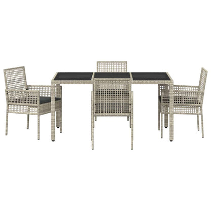 Garten Essgruppe 5 pcs Hellgrau Poly Rattan
