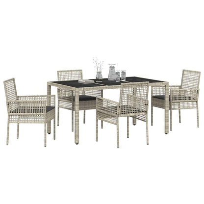 Garten Essgruppe 5 pcs Hellgrau Poly Rattan
