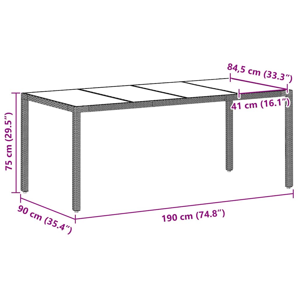 Garten Essgruppe 9 pcs Hellgrau Poly Rattan