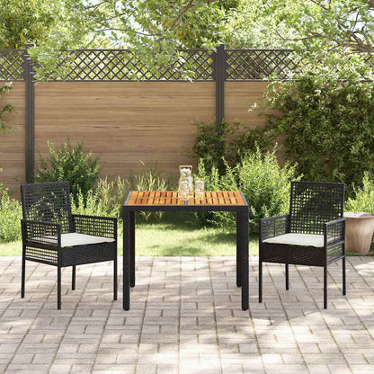 Garten Essgruppe 3 pcs Schwarz Poly Rattan
