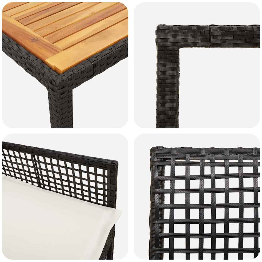 Garten Essgruppe 5 pcs Schwarz Poly Rattan