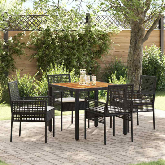 Garten Essgruppe 5 pcs Schwarz Poly Rattan