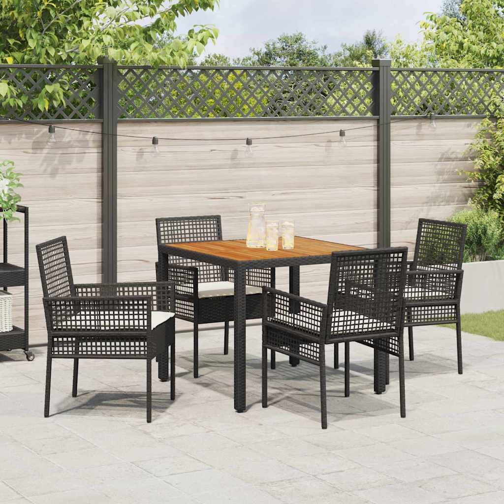 Garten Essgruppe 5 pcs Schwarz Poly Rattan