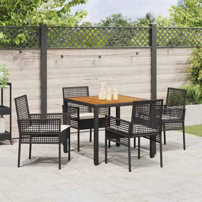 Garten Essgruppe 5 pcs Schwarz Poly Rattan