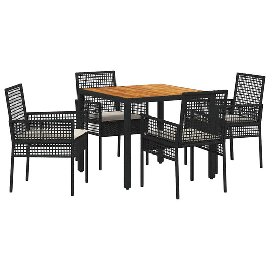 Garten Essgruppe 5 pcs Schwarz Poly Rattan