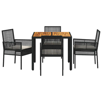 Garten Essgruppe 5 pcs Schwarz Poly Rattan