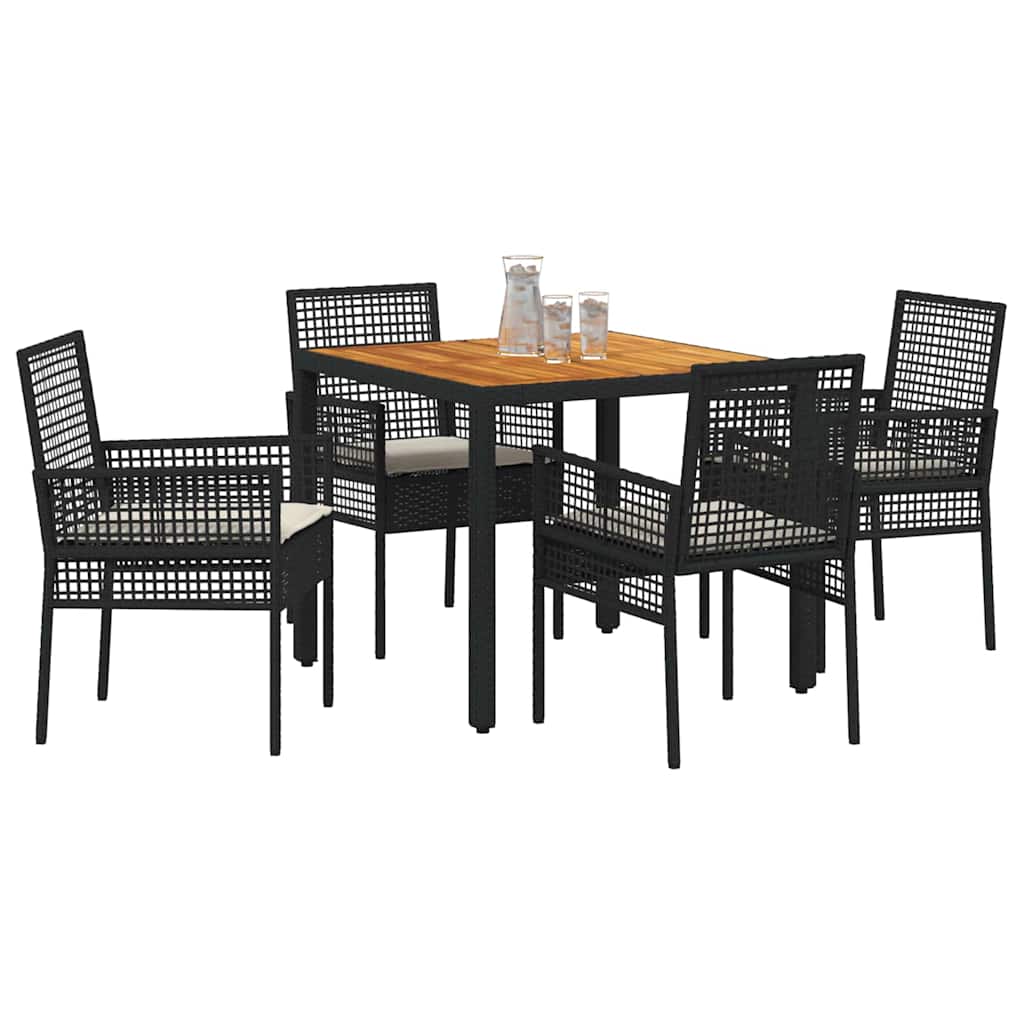 Garten Essgruppe 5 pcs Schwarz Poly Rattan