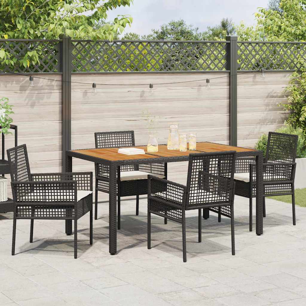 Garten Essgruppe 5 pcs Schwarz Poly Rattan