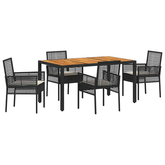 Garten Essgruppe 5 pcs Schwarz Poly Rattan