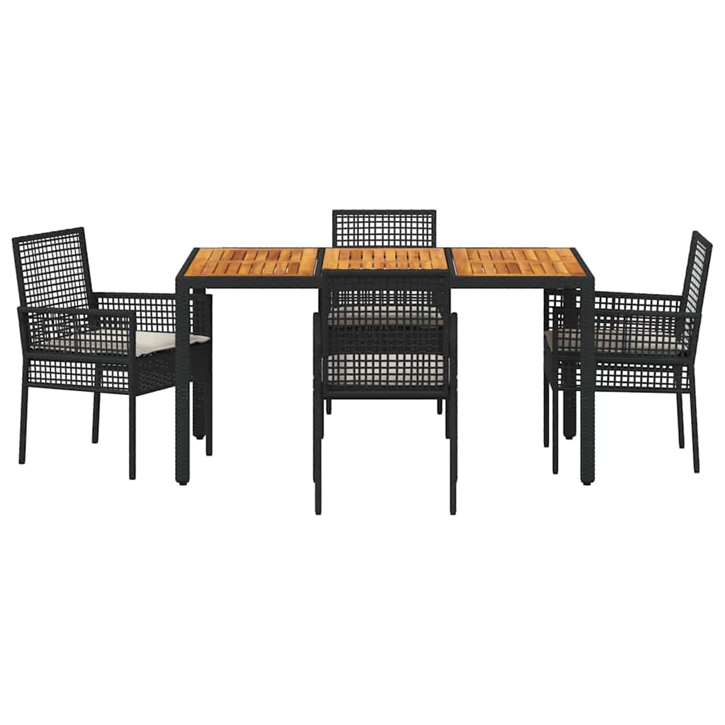 Garten Essgruppe 5 pcs Schwarz Poly Rattan