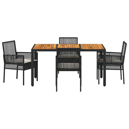 Garten Essgruppe 5 pcs Schwarz Poly Rattan