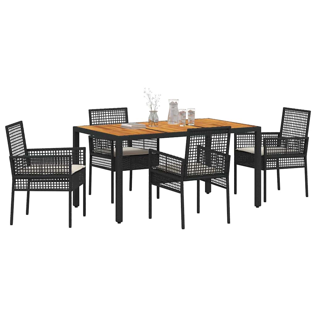 Garten Essgruppe 5 pcs Schwarz Poly Rattan