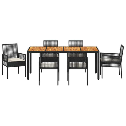 Garten Essgruppe 7 pcs Schwarz Poly Rattan