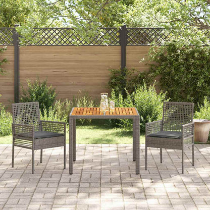 Garten Essgruppe 3 pcs Grau Poly Rattan