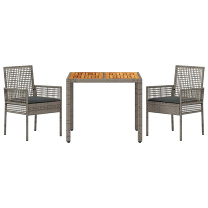 Garten Essgruppe 3 pcs Grau Poly Rattan