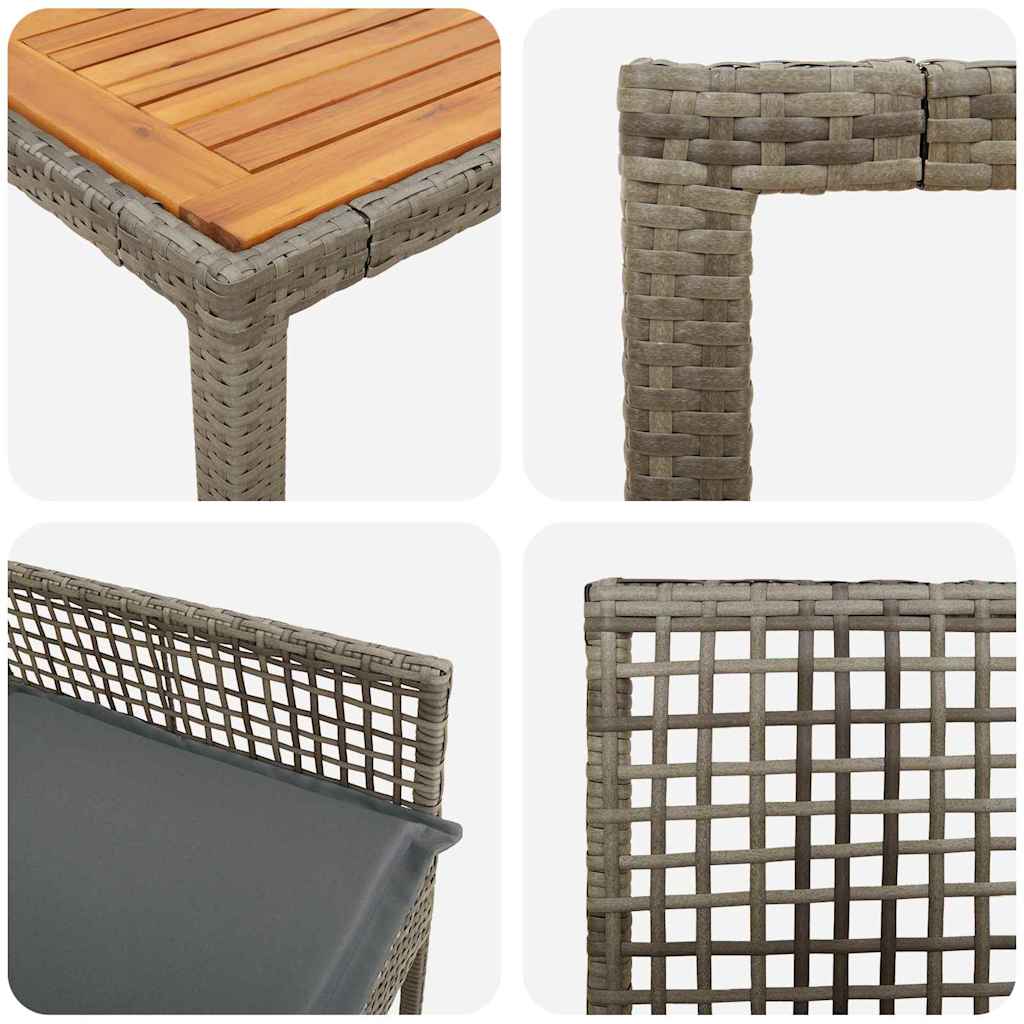 Garten Essgruppe 5 pcs Grau Poly Rattan