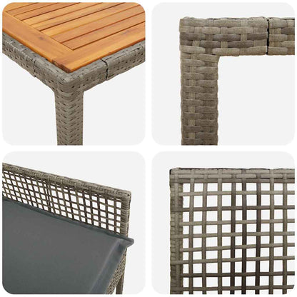 Garten Essgruppe 5 pcs Grau Poly Rattan