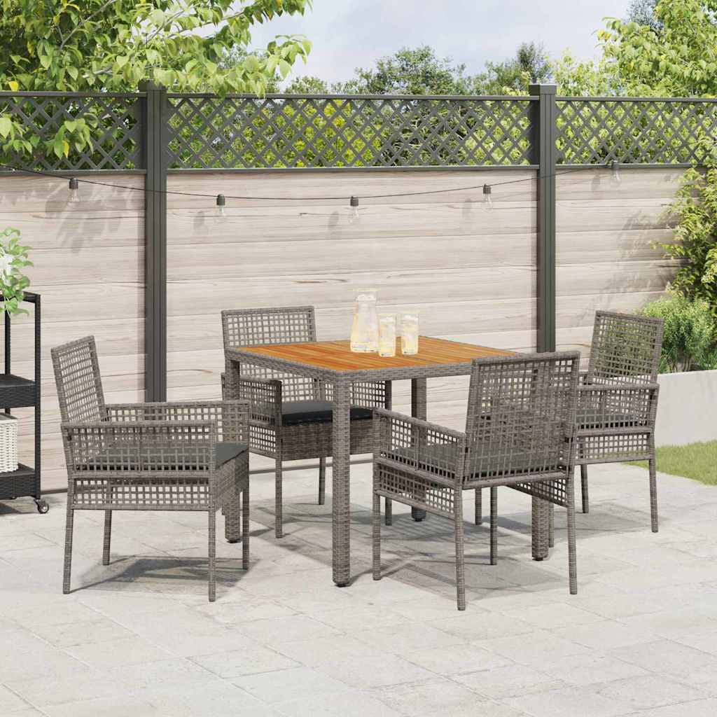 Garten Essgruppe 5 pcs Grau Poly Rattan