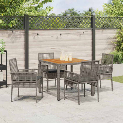 Garten Essgruppe 5 pcs Grau Poly Rattan