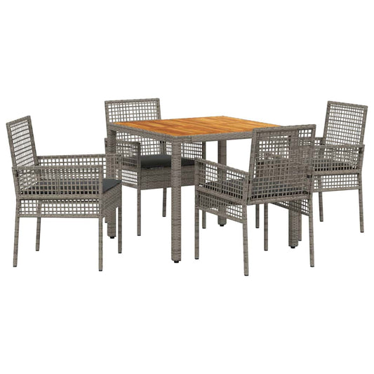Garten Essgruppe 5 pcs Grau Poly Rattan