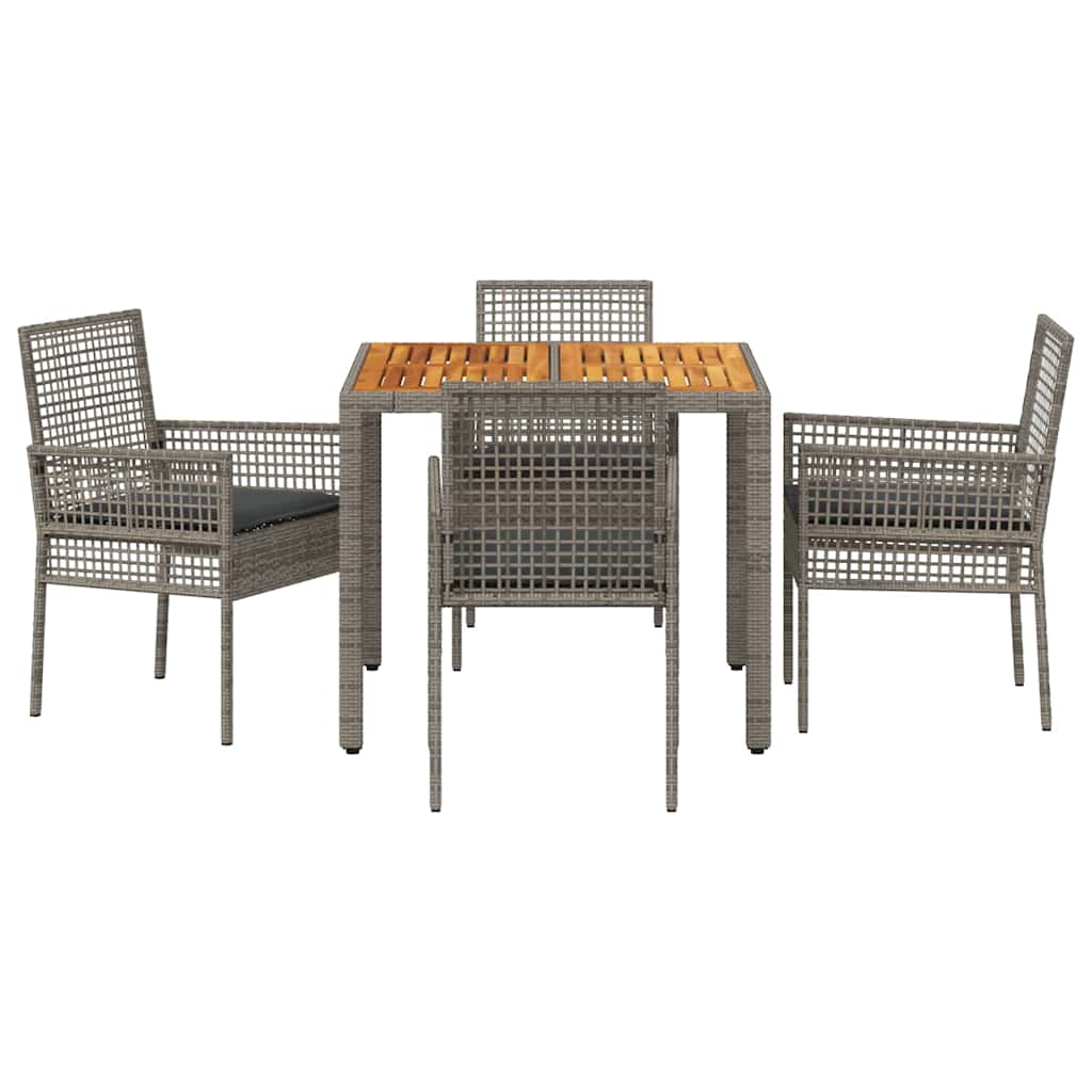 Garten Essgruppe 5 pcs Grau Poly Rattan